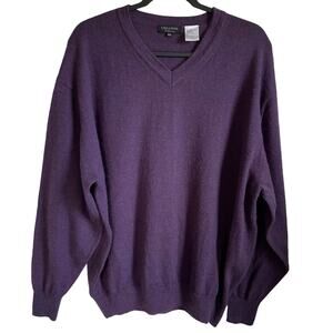 Cellinni Collection Merino Wool Blend Sweater Men's Sz XXL V-Neck Purple Grandpa